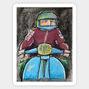 Retro Scooter, Classic Scooter, Scooterist, Scootering, Scooter Rider, Mod Art Sticker